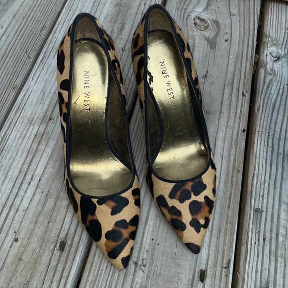 NINE WEST Madewell Cowhide Leopard Print Heels Size 4M - Picture 5 of 14